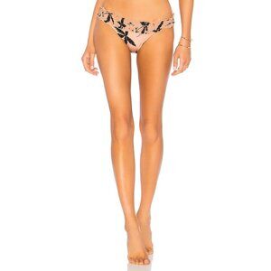 Salinas Palm Print Smocked Ruffle Trim Bikini Bottom